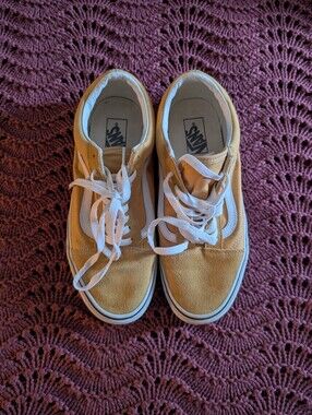 Vans Yellow Suede Old Skool Sneakers with White Stripe